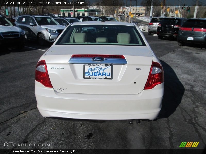 White Platinum Tri-Coat / Camel 2012 Ford Fusion SEL