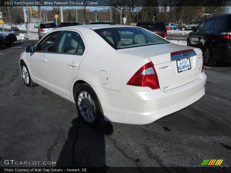 White Platinum Tri-Coat / Camel 2012 Ford Fusion SEL