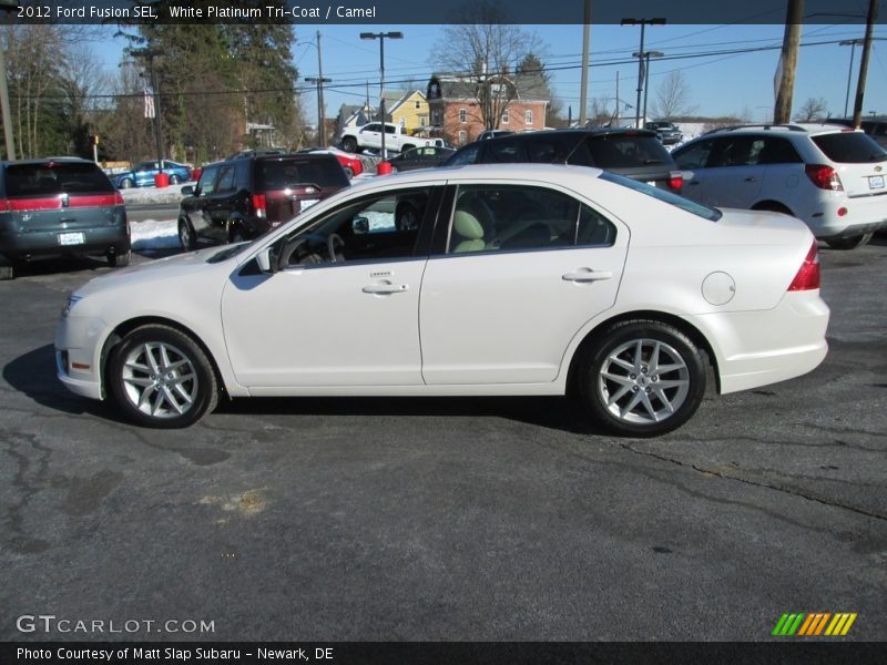 White Platinum Tri-Coat / Camel 2012 Ford Fusion SEL