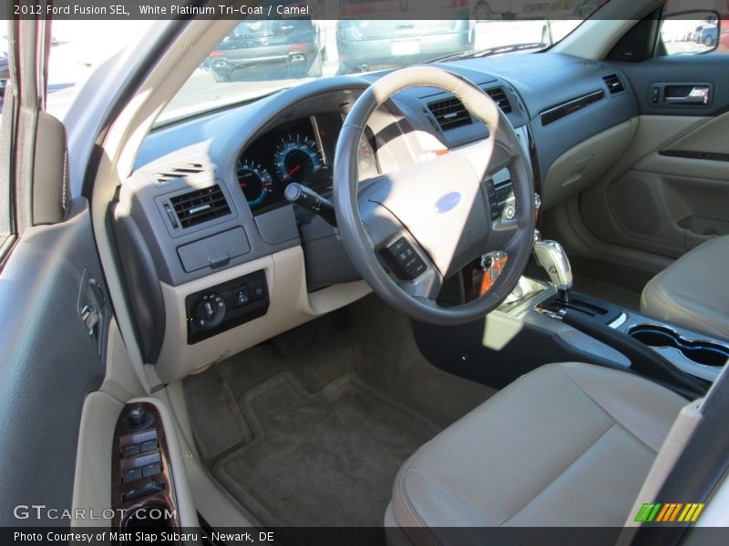 White Platinum Tri-Coat / Camel 2012 Ford Fusion SEL