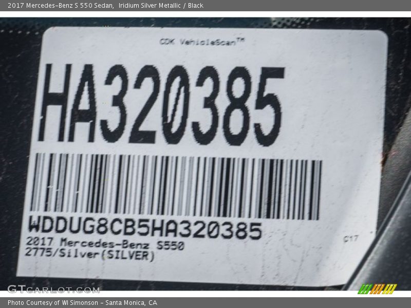 Iridium Silver Metallic / Black 2017 Mercedes-Benz S 550 Sedan