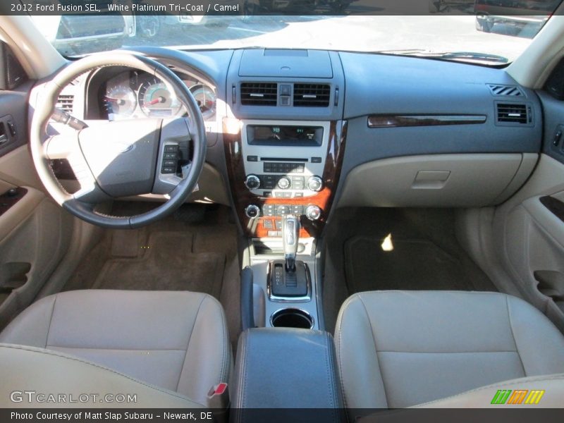 White Platinum Tri-Coat / Camel 2012 Ford Fusion SEL
