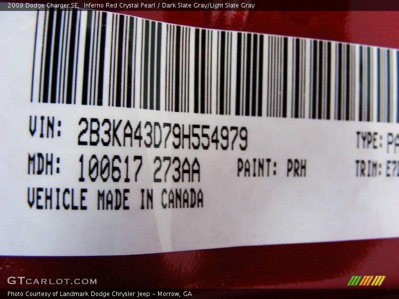 Inferno Red Crystal Pearl / Dark Slate Gray/Light Slate Gray 2009 Dodge Charger SE