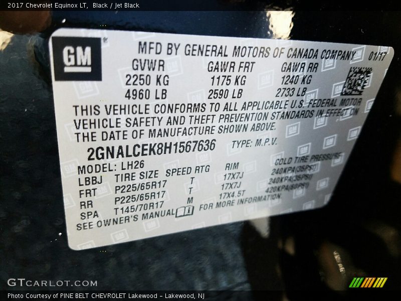 Black / Jet Black 2017 Chevrolet Equinox LT
