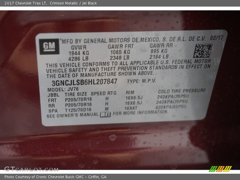 Crimson Metallic / Jet Black 2017 Chevrolet Trax LT