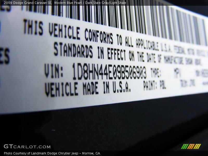 Modern Blue Pearl / Dark Slate Gray/Light Shale 2009 Dodge Grand Caravan SE