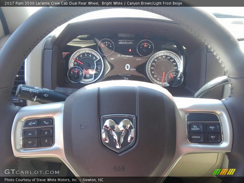 Bright White / Canyon Brown/Light Frost Beige 2017 Ram 3500 Laramie Crew Cab Dual Rear Wheel