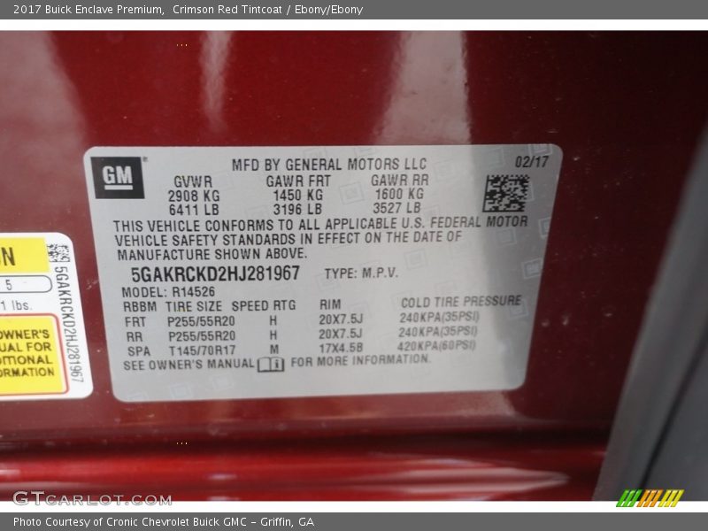 Crimson Red Tintcoat / Ebony/Ebony 2017 Buick Enclave Premium