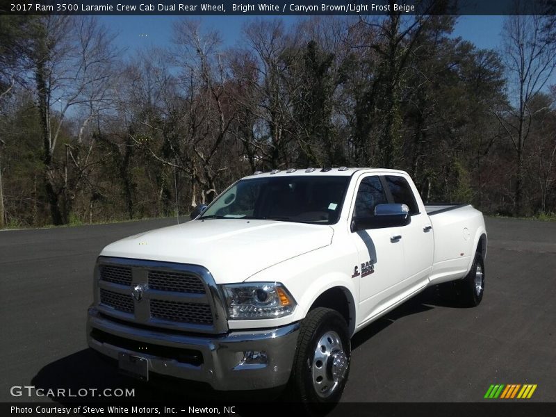 Bright White / Canyon Brown/Light Frost Beige 2017 Ram 3500 Laramie Crew Cab Dual Rear Wheel