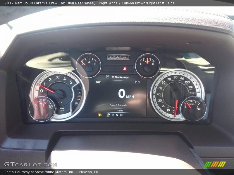 Bright White / Canyon Brown/Light Frost Beige 2017 Ram 3500 Laramie Crew Cab Dual Rear Wheel
