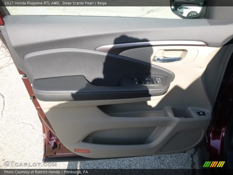 Deep Scarlet Pearl / Beige 2017 Honda Ridgeline RTL AWD