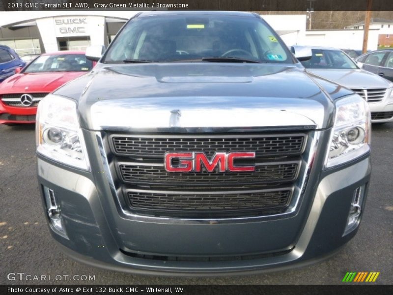 Gray Green Metallic / Brownstone 2013 GMC Terrain SLT AWD