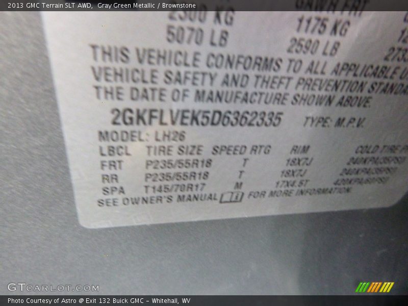 Gray Green Metallic / Brownstone 2013 GMC Terrain SLT AWD