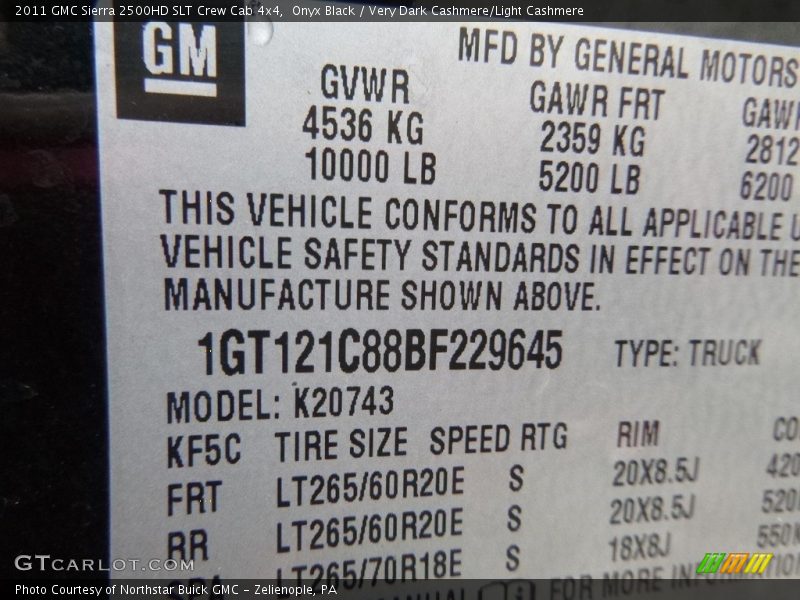Onyx Black / Very Dark Cashmere/Light Cashmere 2011 GMC Sierra 2500HD SLT Crew Cab 4x4