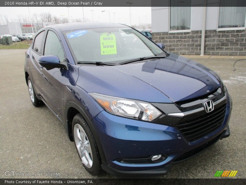 Deep Ocean Pearl / Gray 2016 Honda HR-V EX AWD