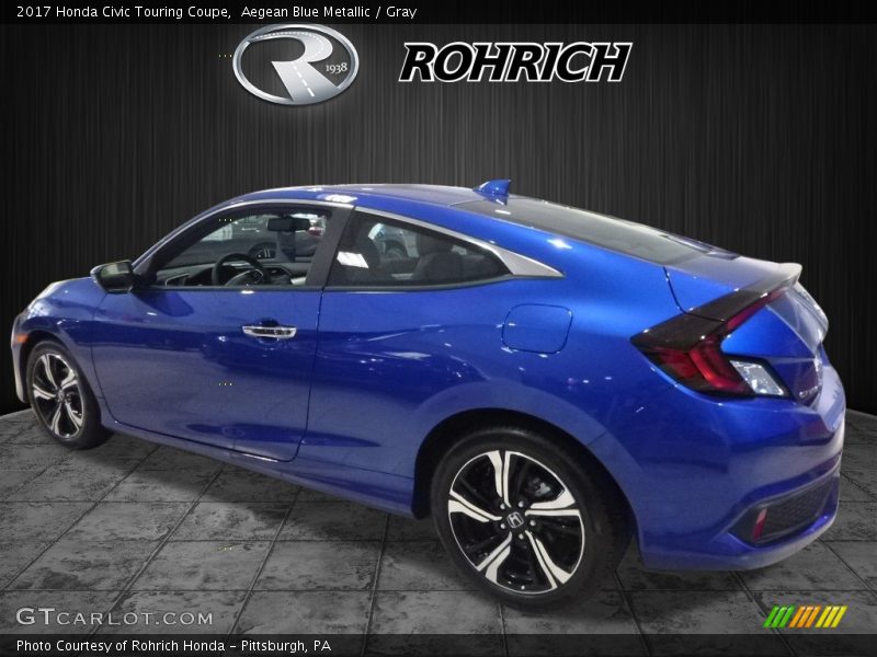 Aegean Blue Metallic / Gray 2017 Honda Civic Touring Coupe