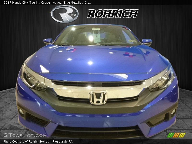 Aegean Blue Metallic / Gray 2017 Honda Civic Touring Coupe