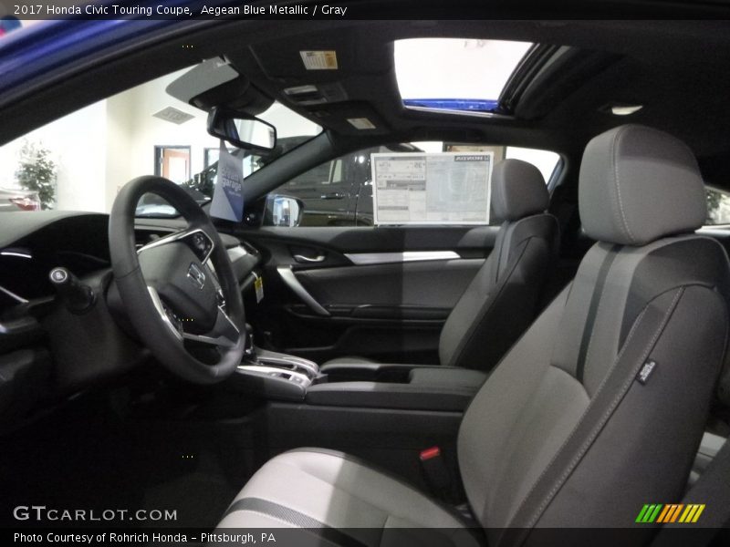 Aegean Blue Metallic / Gray 2017 Honda Civic Touring Coupe
