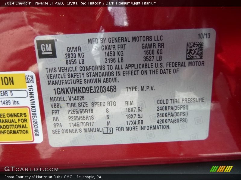 Crystal Red Tintcoat / Dark Titanium/Light Titanium 2014 Chevrolet Traverse LT AWD