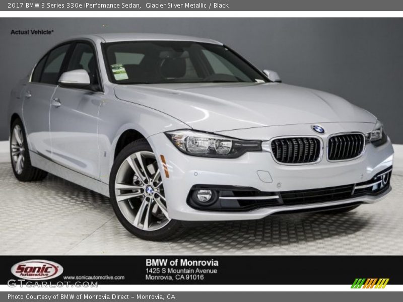 Glacier Silver Metallic / Black 2017 BMW 3 Series 330e iPerfomance Sedan
