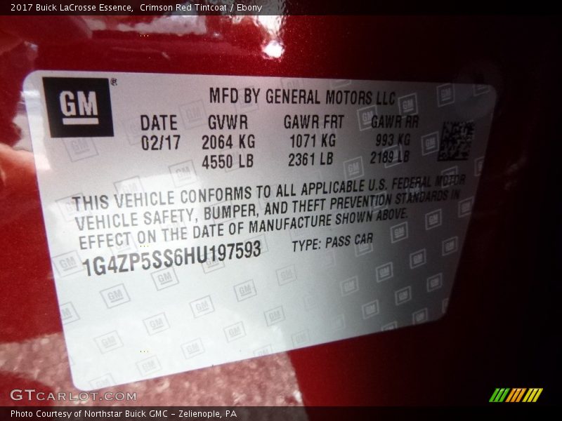 Crimson Red Tintcoat / Ebony 2017 Buick LaCrosse Essence