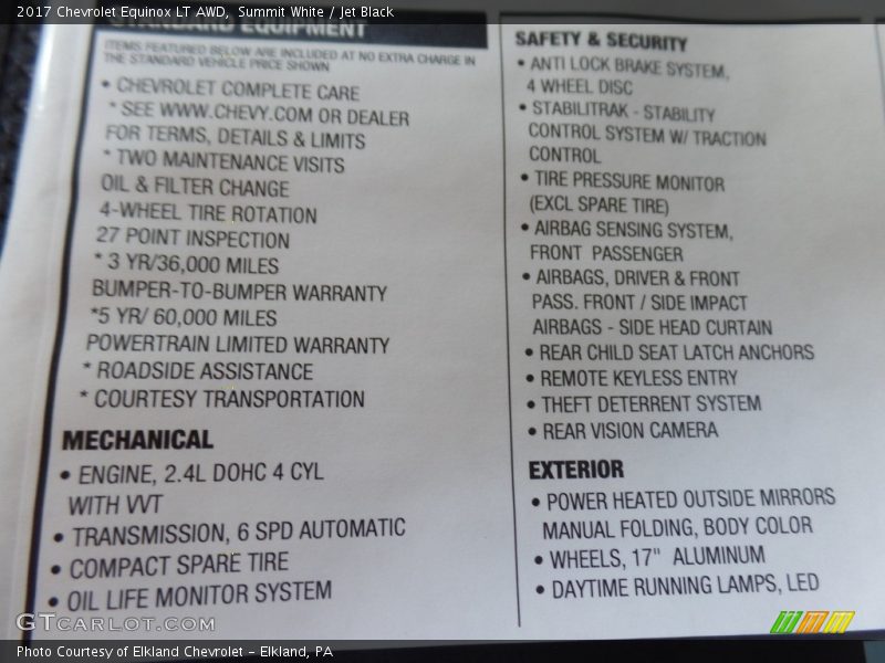 Summit White / Jet Black 2017 Chevrolet Equinox LT AWD