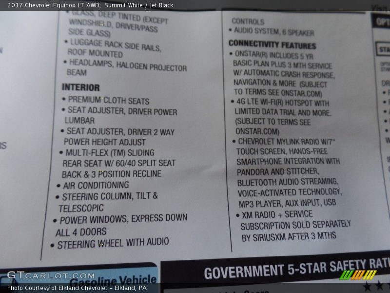 Summit White / Jet Black 2017 Chevrolet Equinox LT AWD