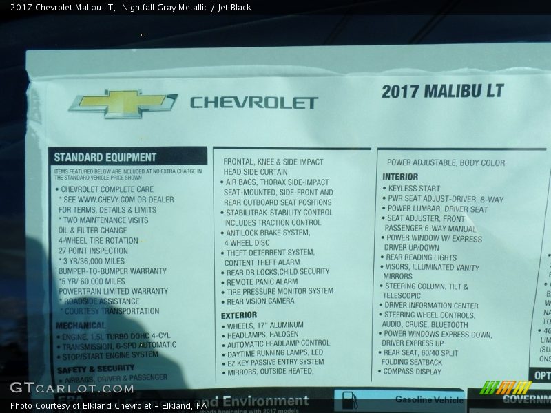 Nightfall Gray Metallic / Jet Black 2017 Chevrolet Malibu LT