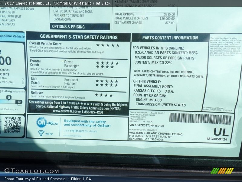 Nightfall Gray Metallic / Jet Black 2017 Chevrolet Malibu LT
