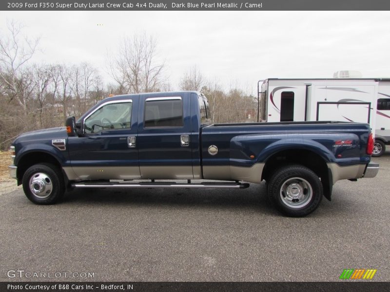 Dark Blue Pearl Metallic / Camel 2009 Ford F350 Super Duty Lariat Crew Cab 4x4 Dually