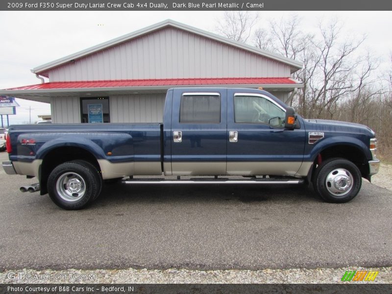 Dark Blue Pearl Metallic / Camel 2009 Ford F350 Super Duty Lariat Crew Cab 4x4 Dually
