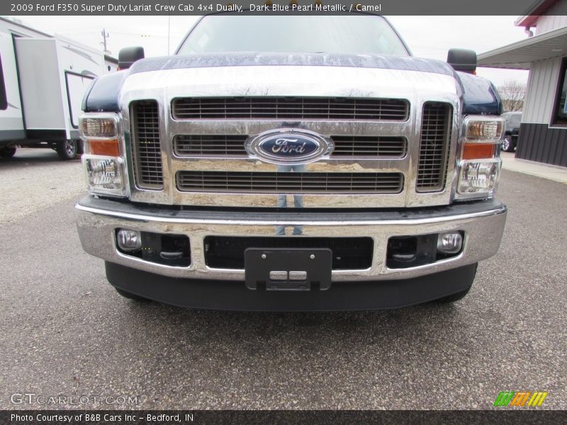 Dark Blue Pearl Metallic / Camel 2009 Ford F350 Super Duty Lariat Crew Cab 4x4 Dually