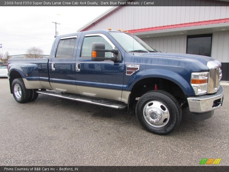 Dark Blue Pearl Metallic / Camel 2009 Ford F350 Super Duty Lariat Crew Cab 4x4 Dually