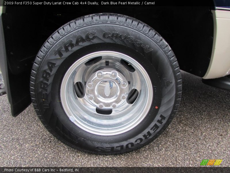 Dark Blue Pearl Metallic / Camel 2009 Ford F350 Super Duty Lariat Crew Cab 4x4 Dually