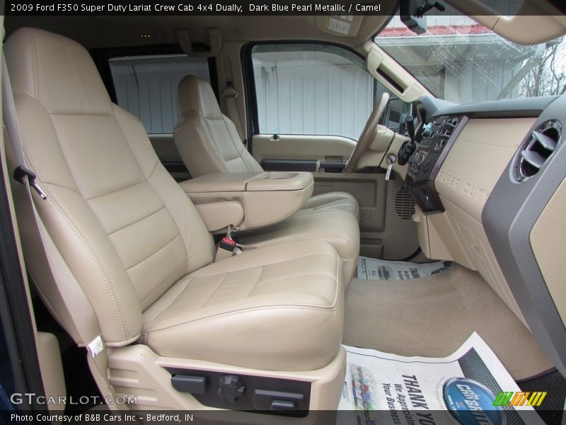 Dark Blue Pearl Metallic / Camel 2009 Ford F350 Super Duty Lariat Crew Cab 4x4 Dually
