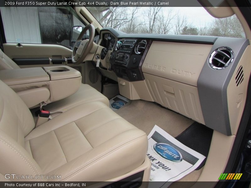 Dark Blue Pearl Metallic / Camel 2009 Ford F350 Super Duty Lariat Crew Cab 4x4 Dually