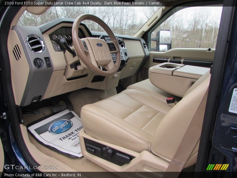 Dark Blue Pearl Metallic / Camel 2009 Ford F350 Super Duty Lariat Crew Cab 4x4 Dually