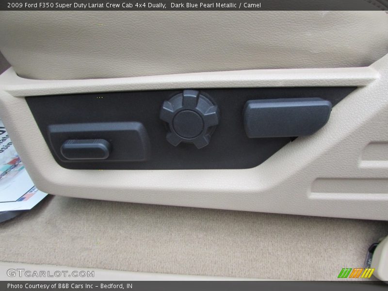 Dark Blue Pearl Metallic / Camel 2009 Ford F350 Super Duty Lariat Crew Cab 4x4 Dually