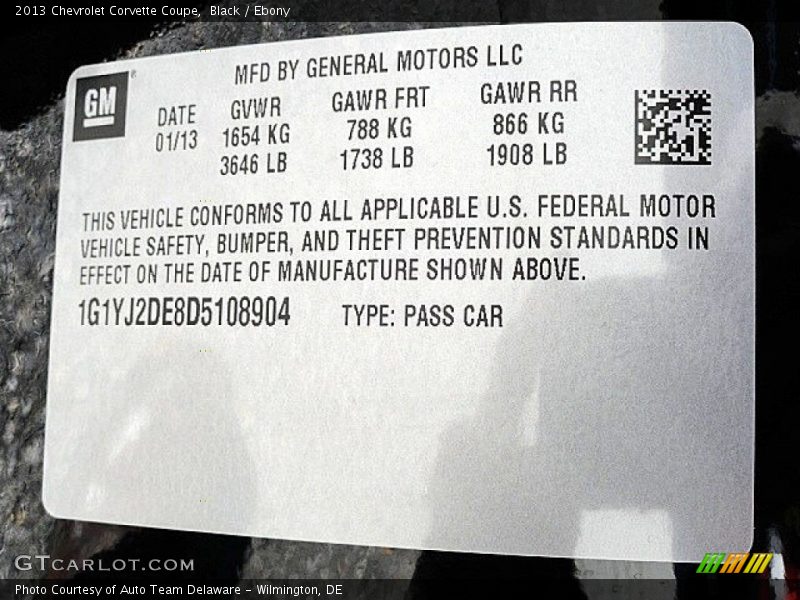 Black / Ebony 2013 Chevrolet Corvette Coupe
