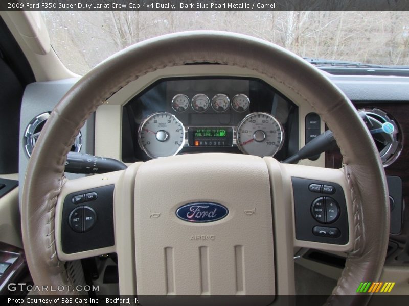 Dark Blue Pearl Metallic / Camel 2009 Ford F350 Super Duty Lariat Crew Cab 4x4 Dually