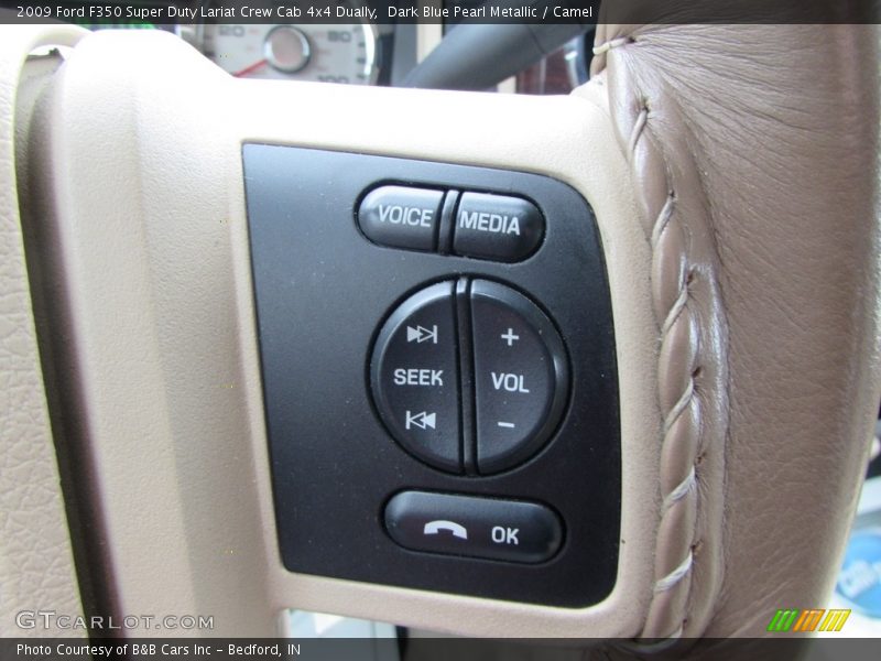 Dark Blue Pearl Metallic / Camel 2009 Ford F350 Super Duty Lariat Crew Cab 4x4 Dually