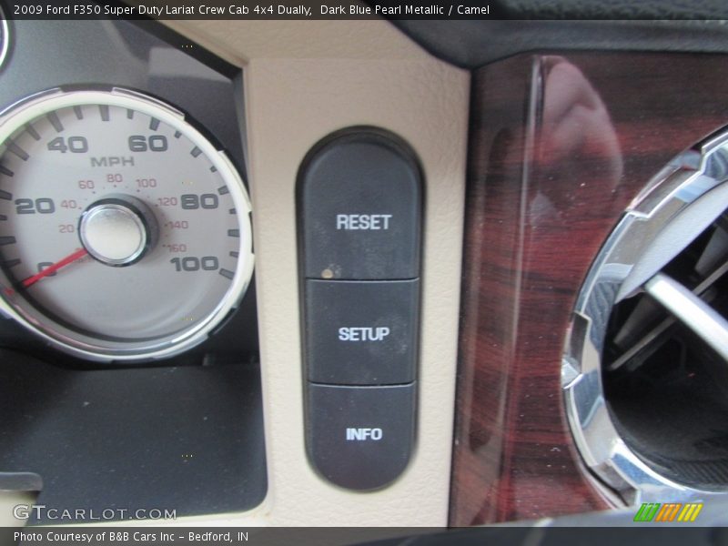 Dark Blue Pearl Metallic / Camel 2009 Ford F350 Super Duty Lariat Crew Cab 4x4 Dually