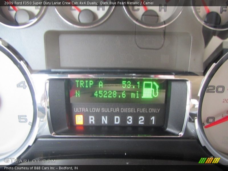 Dark Blue Pearl Metallic / Camel 2009 Ford F350 Super Duty Lariat Crew Cab 4x4 Dually