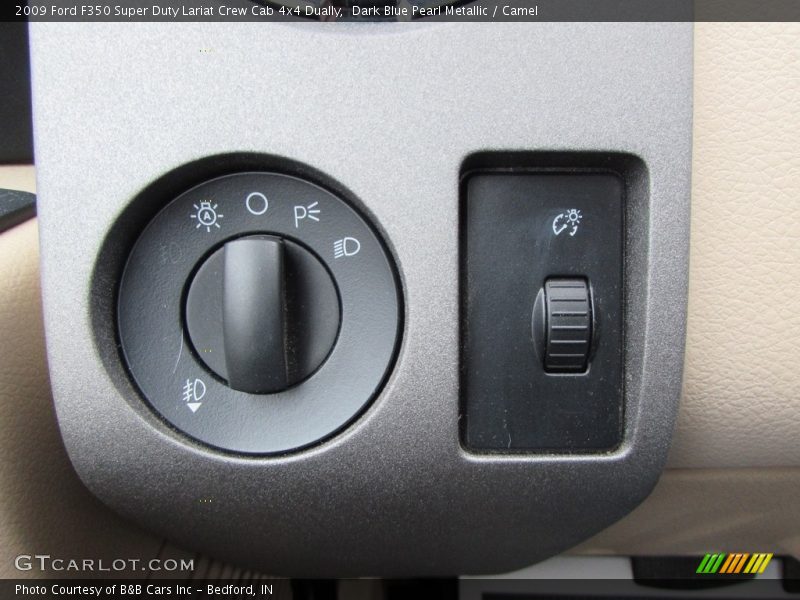 Dark Blue Pearl Metallic / Camel 2009 Ford F350 Super Duty Lariat Crew Cab 4x4 Dually