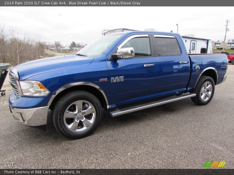 Blue Streak Pearl Coat / Black/Diesel Gray 2014 Ram 1500 SLT Crew Cab 4x4