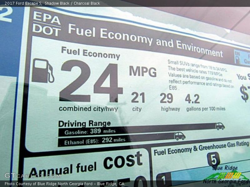 Shadow Black / Charcoal Black 2017 Ford Escape S