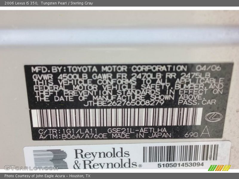 Tungsten Pearl / Sterling Gray 2006 Lexus IS 350