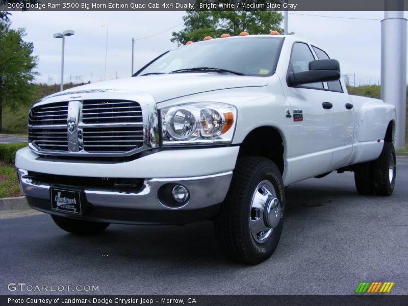 Bright White / Medium Slate Gray 2009 Dodge Ram 3500 Big Horn Edition Quad Cab 4x4 Dually
