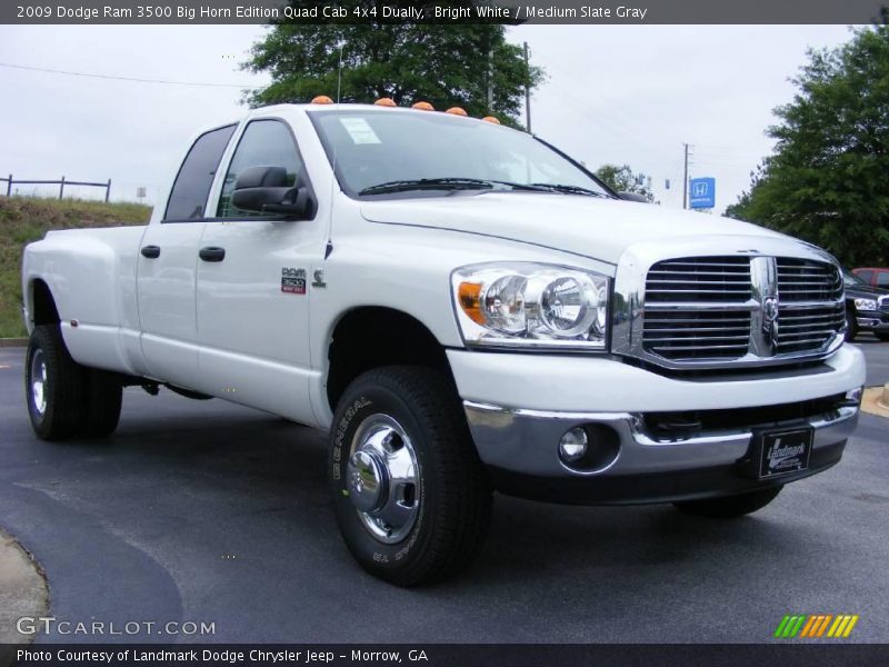 Bright White / Medium Slate Gray 2009 Dodge Ram 3500 Big Horn Edition Quad Cab 4x4 Dually