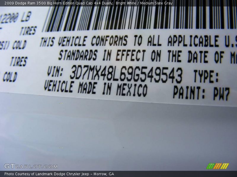 Bright White / Medium Slate Gray 2009 Dodge Ram 3500 Big Horn Edition Quad Cab 4x4 Dually